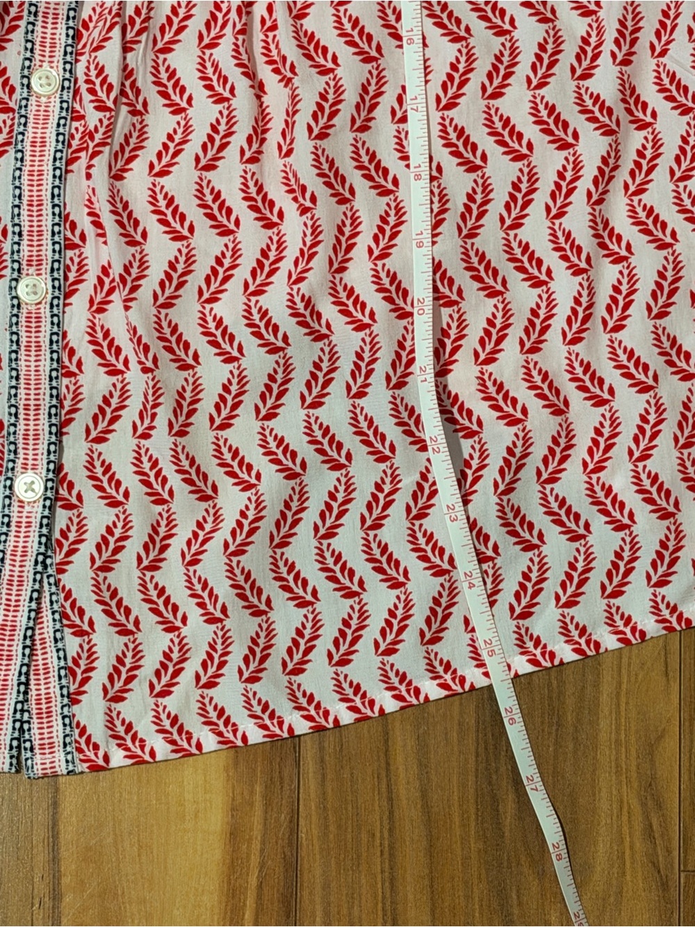 LOFT Red and Navy Printed Tunic Blouse - Picture 9 of 9